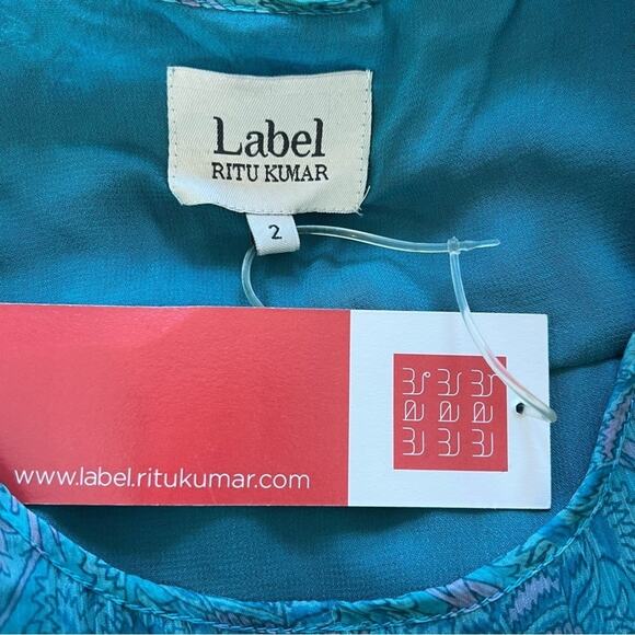 Label By Ritu Kumar Turquoise Sleeveless Dress Size 2 NWT - Picture 11 of 14